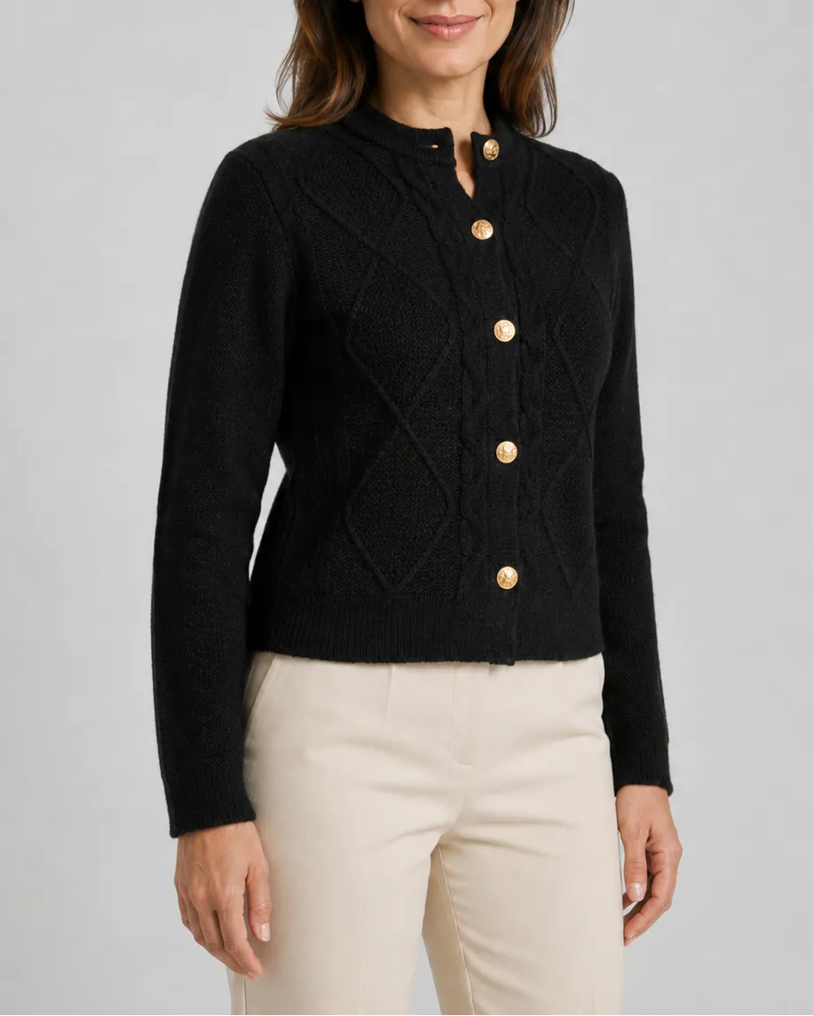 Cable Knit Cardigan with Button Front