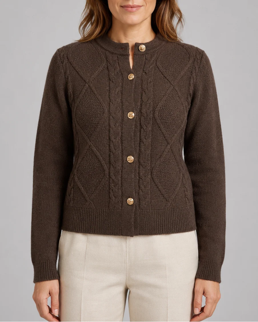 Cable Knit Cardigan with Button Front