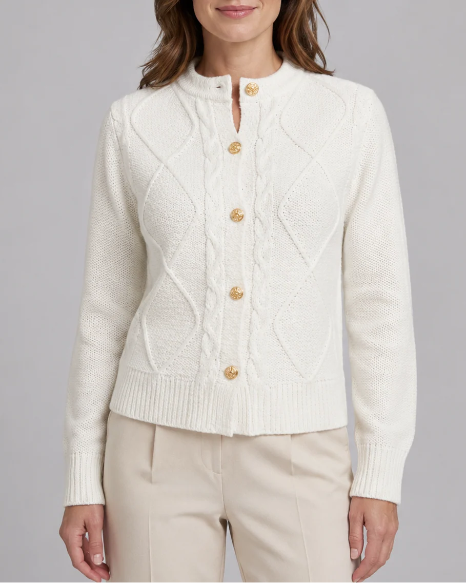 Cable Knit Cardigan with Button Front