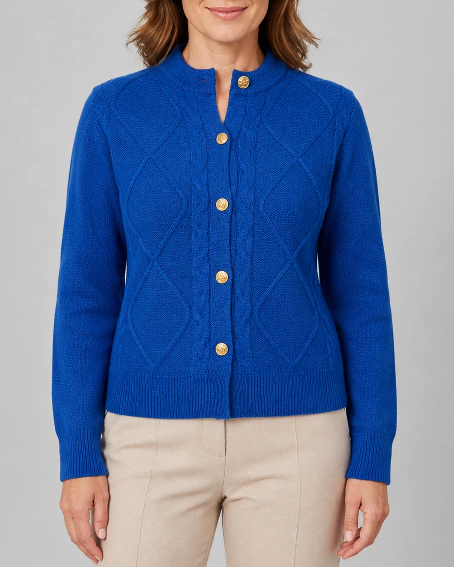 Cable Knit Cardigan with Button Front