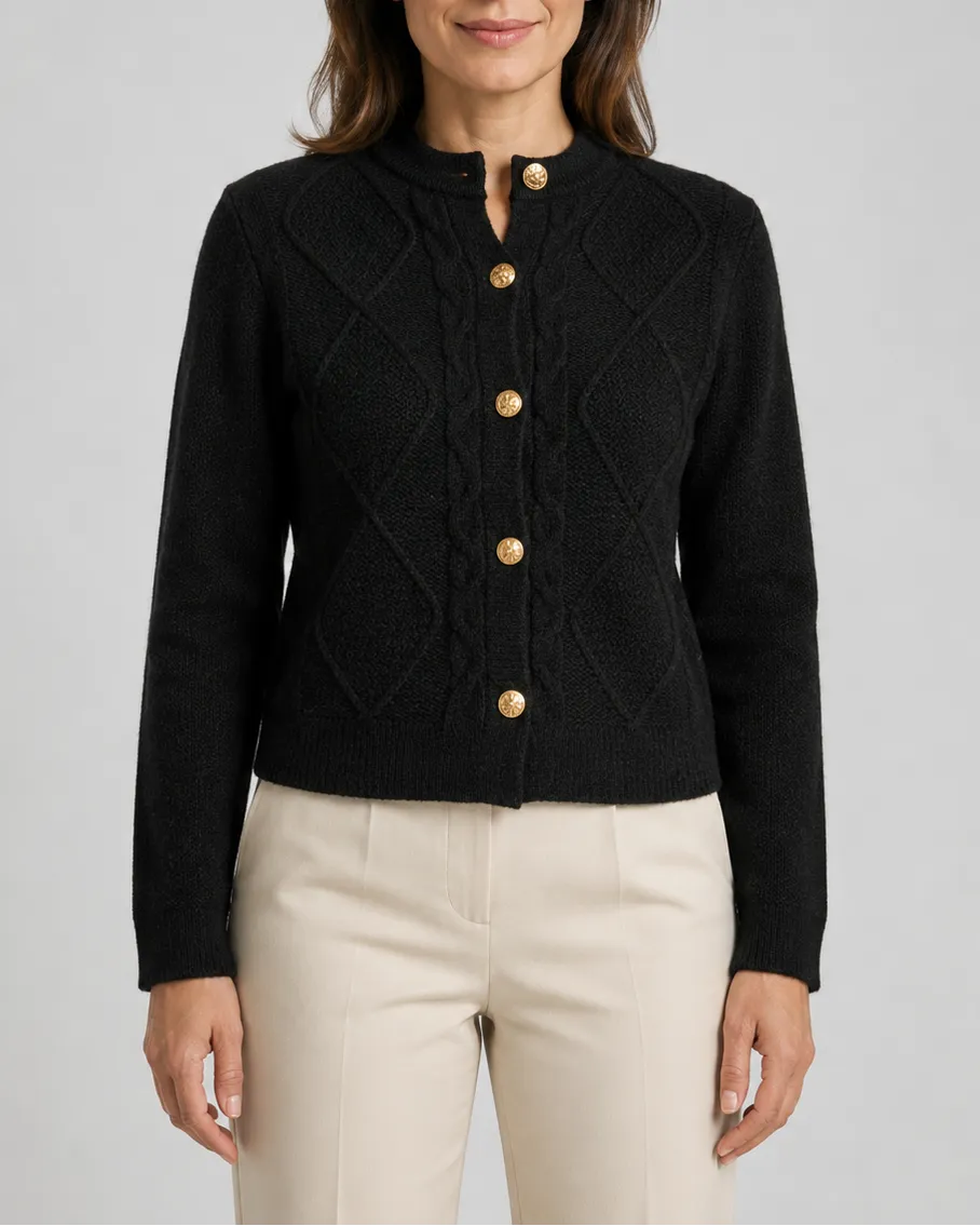 Cable Knit Cardigan with Button Front