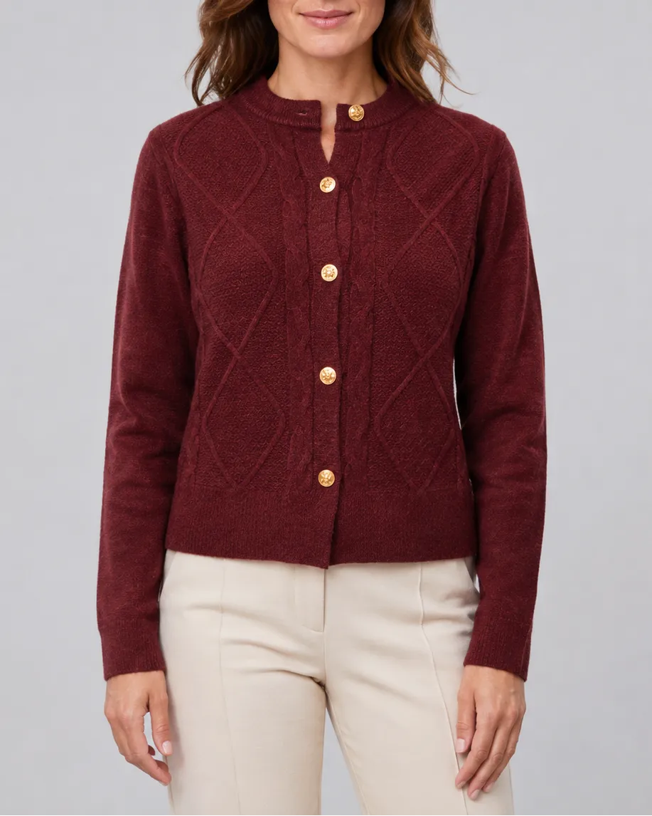 Cable Knit Cardigan with Button Front