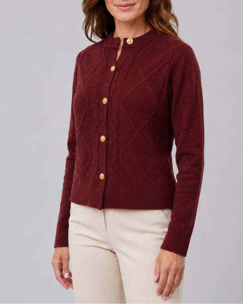 Cable Knit Cardigan with Button Front
