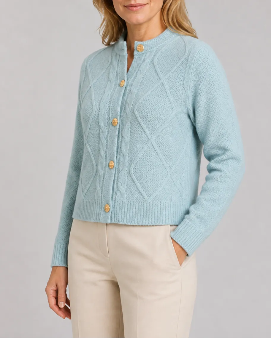 Cable Knit Cardigan with Button Front