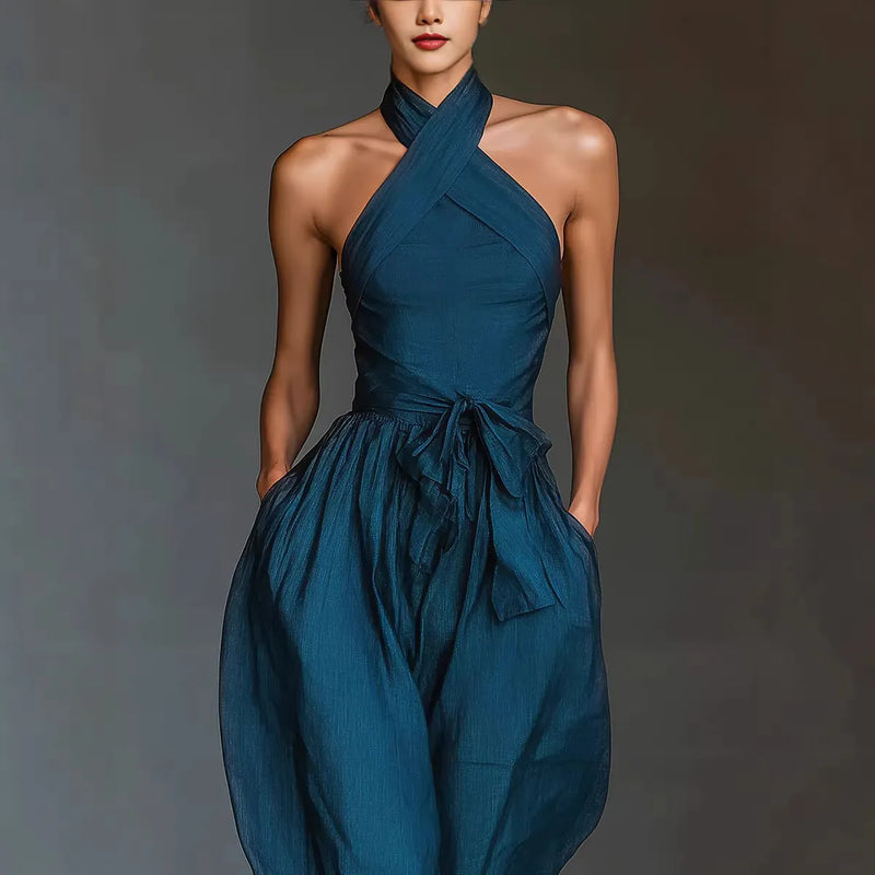 Crisscross Strappy Wide-Leg Jumpsuit Cocktail | Elysian Collection