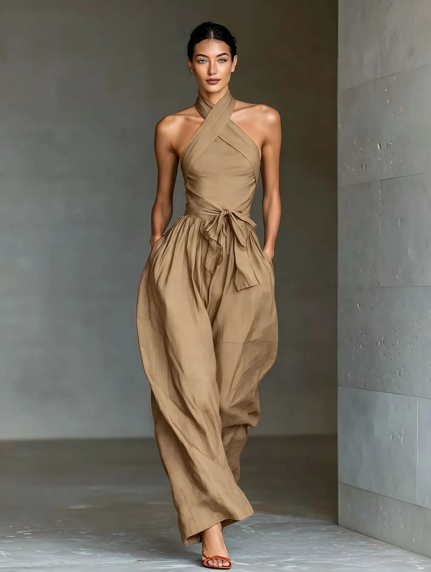 Crisscross Strappy Wide-Leg Jumpsuit Cocktail | Elysian Collection