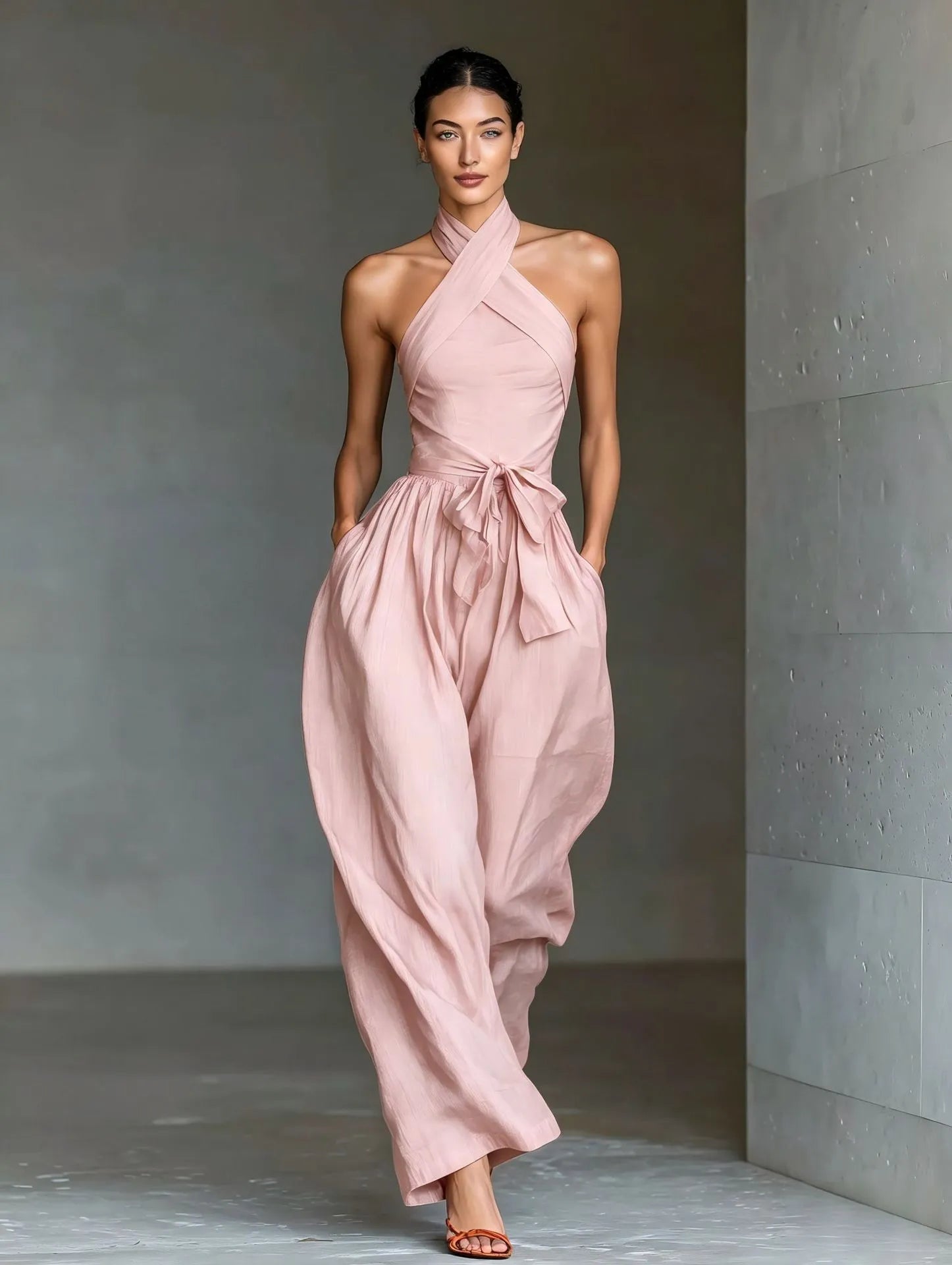 Crisscross Strappy Wide-Leg Jumpsuit Cocktail | Elysian Collection