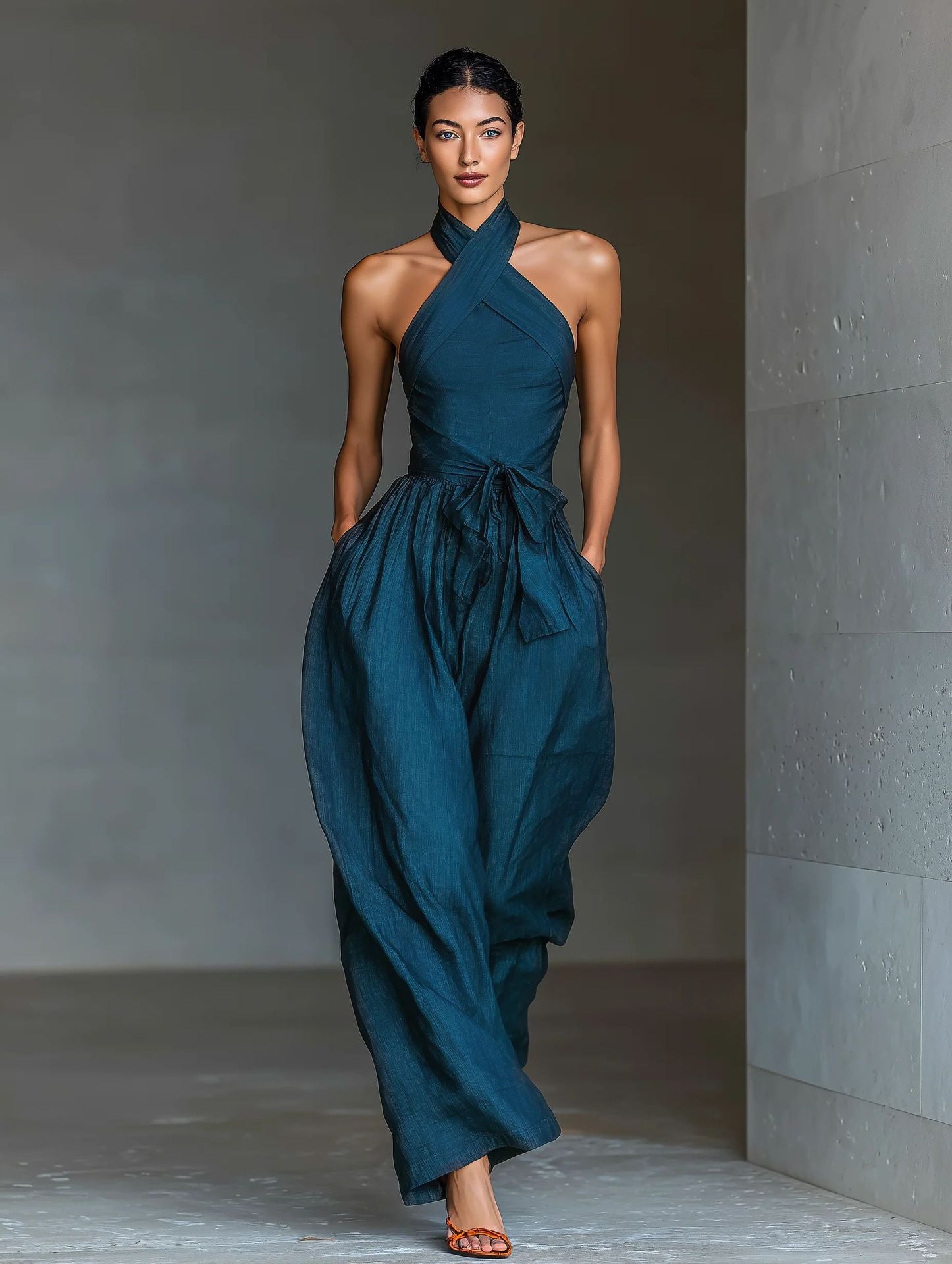 Crisscross Strappy Wide-Leg Jumpsuit Cocktail | Elysian Collection