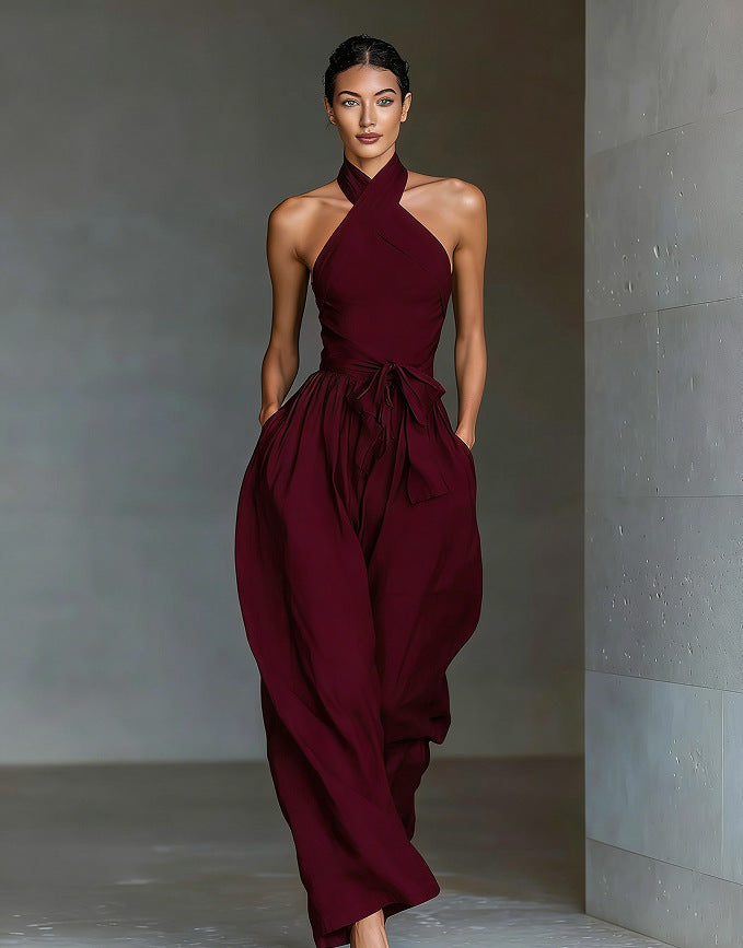 Crisscross Strappy Wide-Leg Jumpsuit Cocktail | Elysian Collection