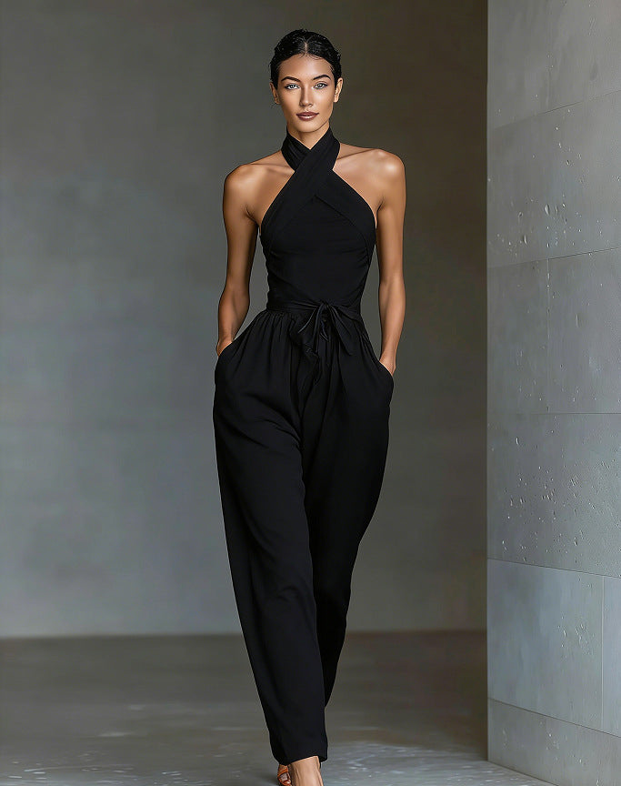 Crisscross Strappy Wide-Leg Jumpsuit Cocktail | Elysian Collection