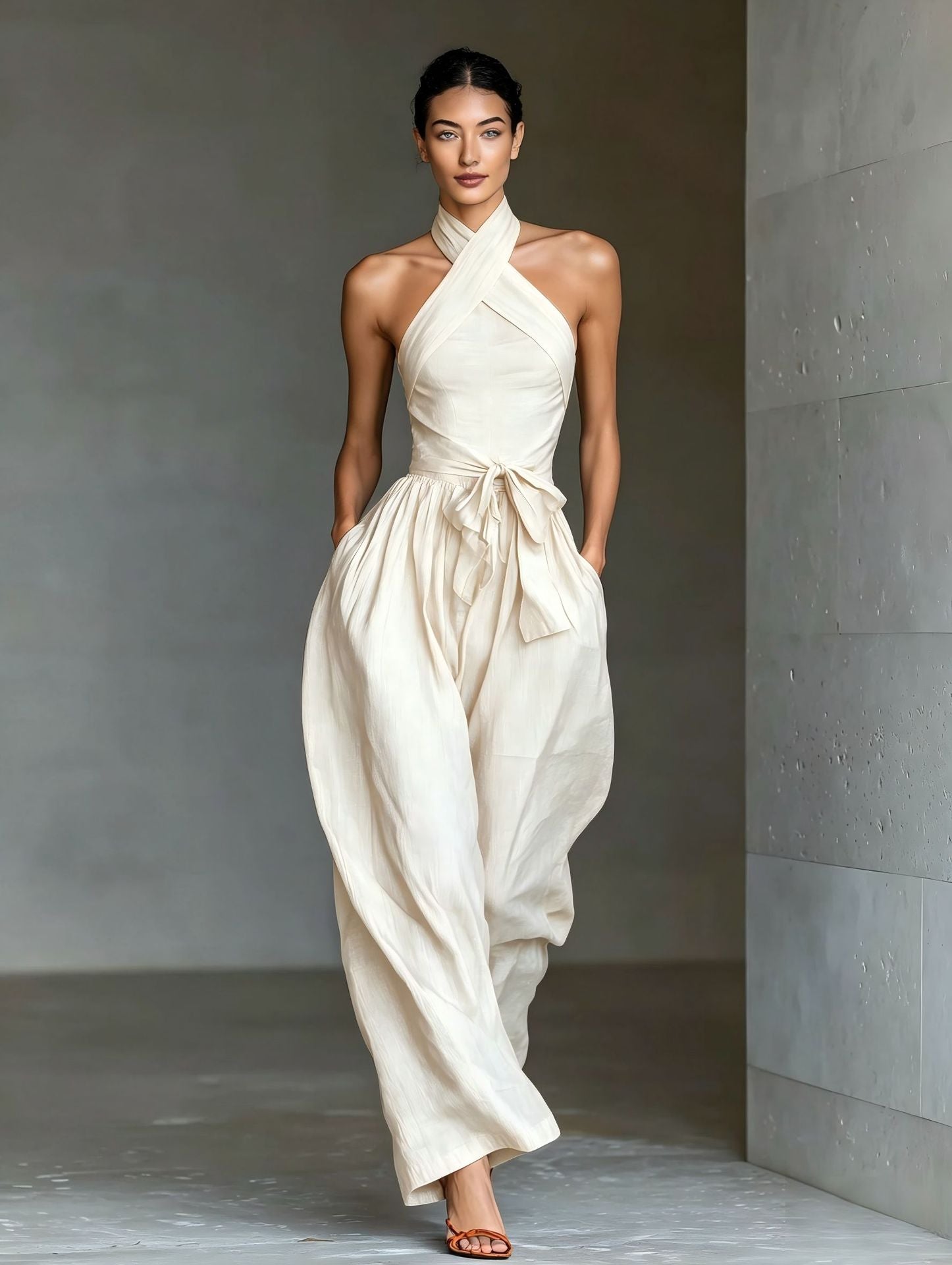 Crisscross Strappy Wide-Leg Jumpsuit Cocktail | Elysian Collection