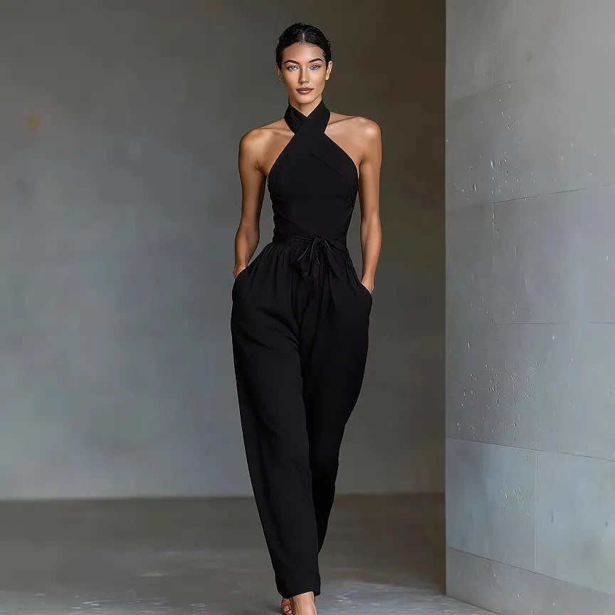 Crisscross Strappy Wide-Leg Jumpsuit Cocktail | Elysian Collection