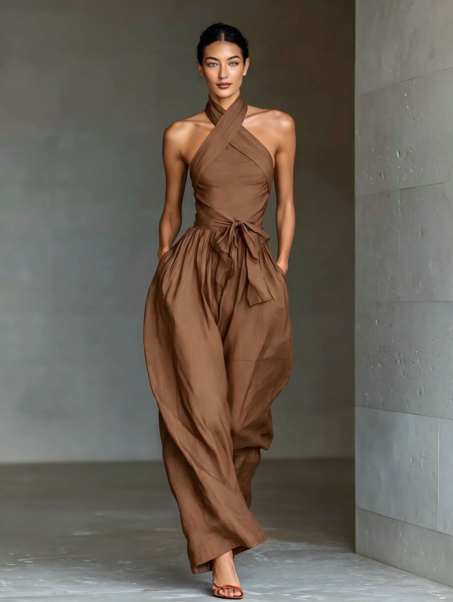 Crisscross Strappy Wide-Leg Jumpsuit Cocktail | Elysian Collection