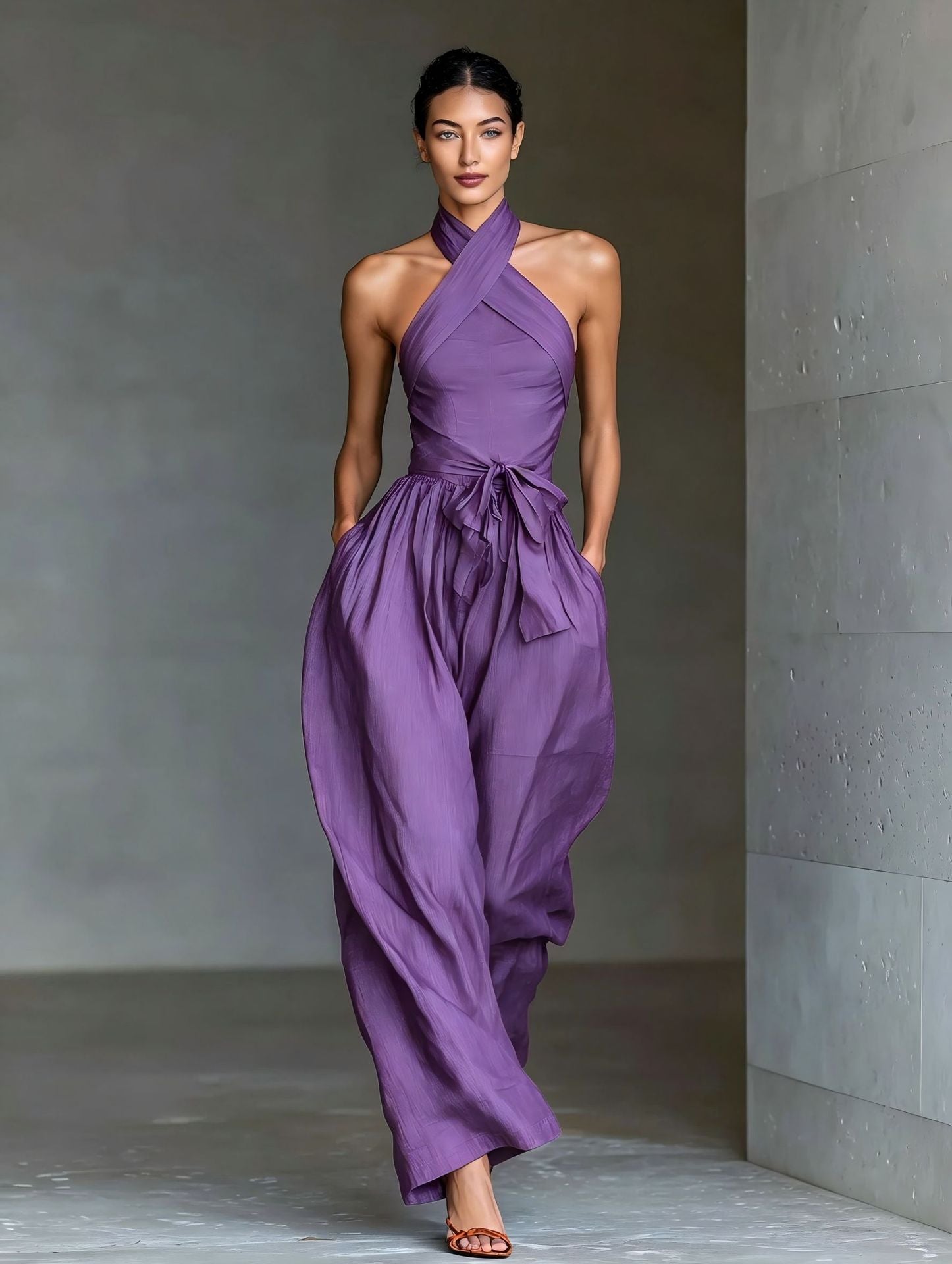 Crisscross Strappy Wide-Leg Jumpsuit Cocktail | Elysian Collection
