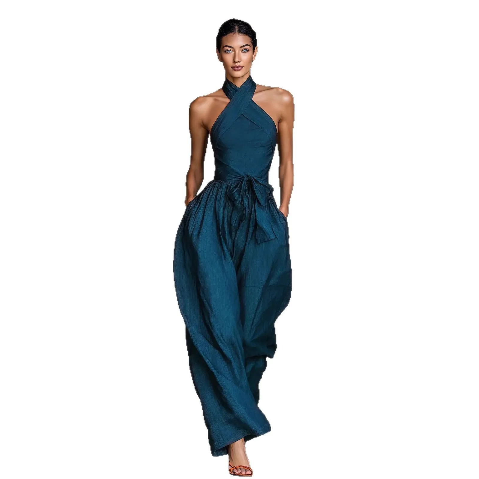 Crisscross Strappy Wide-Leg Jumpsuit Cocktail | Elysian Collection