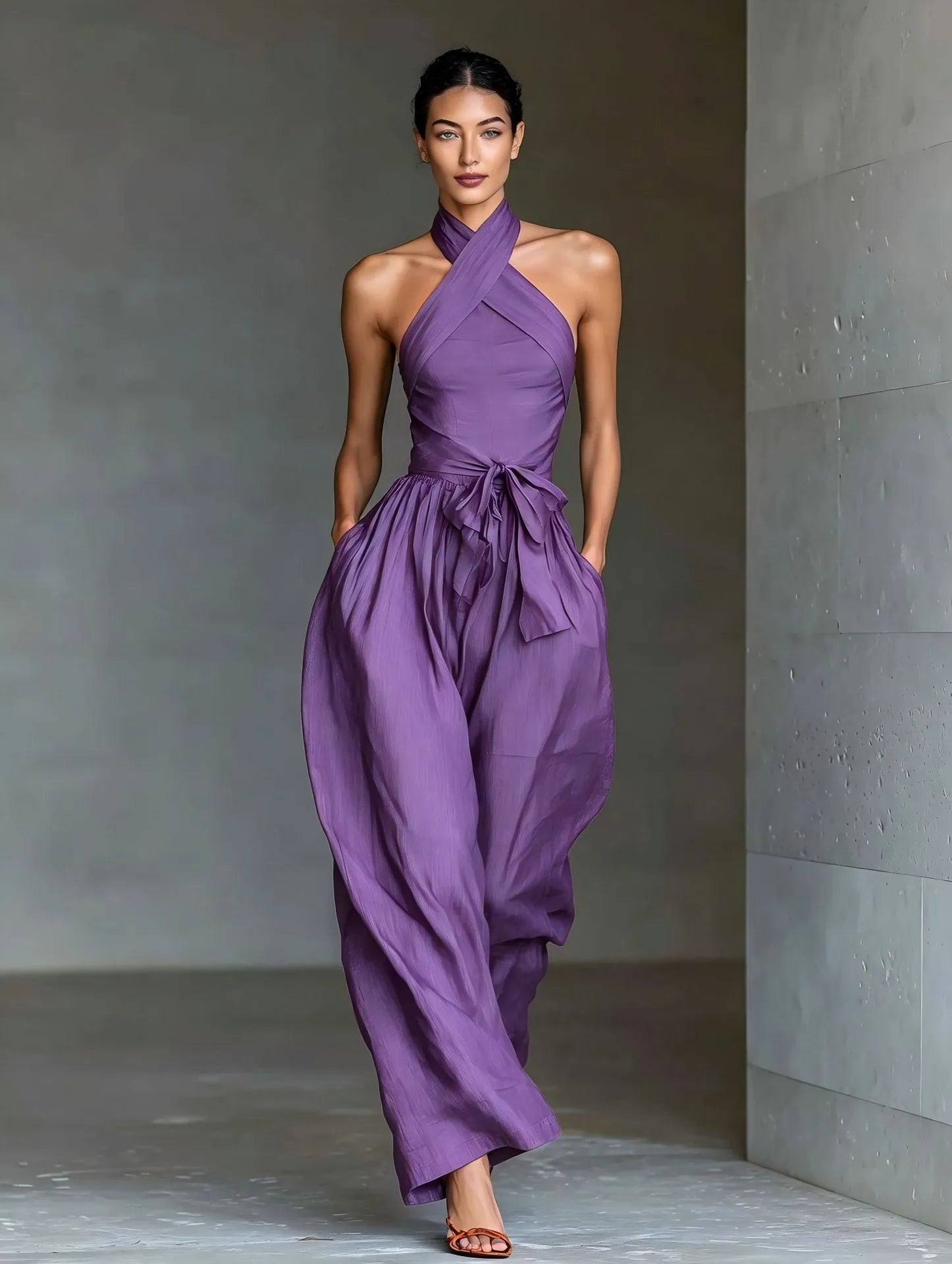 Crisscross Strappy Wide-Leg Jumpsuit Cocktail | Elysian Collection