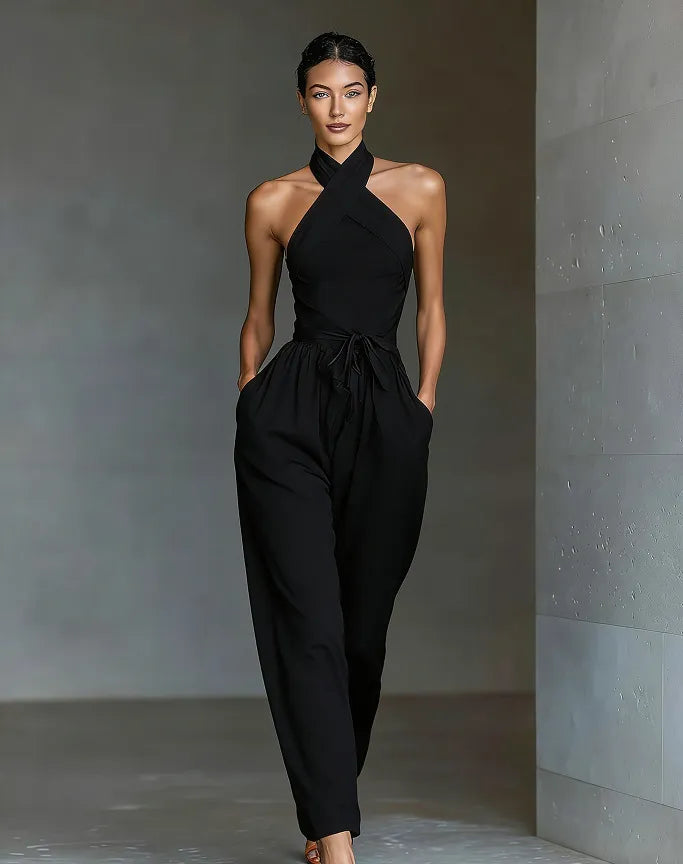 Crisscross Strappy Wide-Leg Jumpsuit Cocktail | Elysian Collection