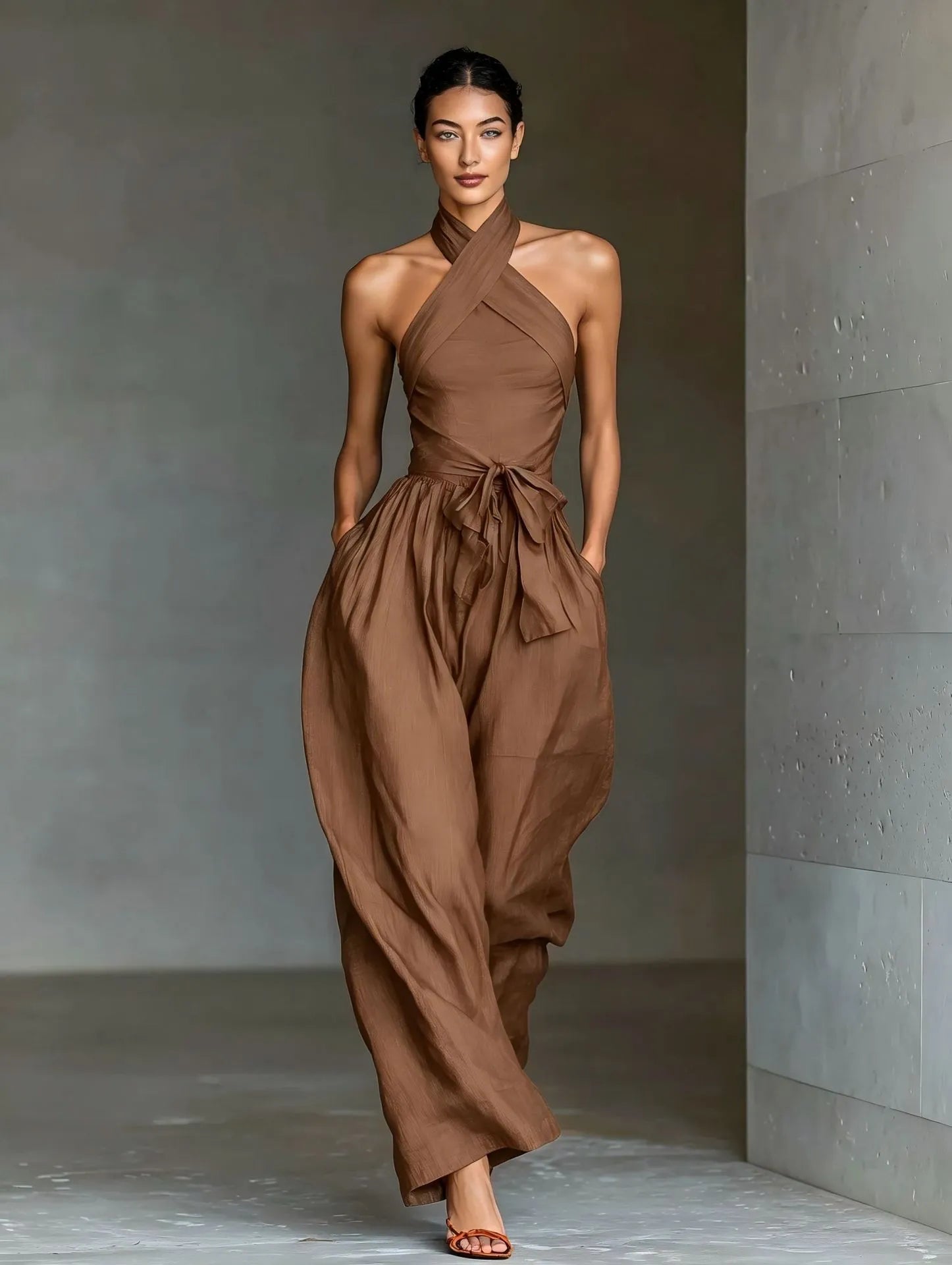 Crisscross Strappy Wide-Leg Jumpsuit Cocktail | Elysian Collection