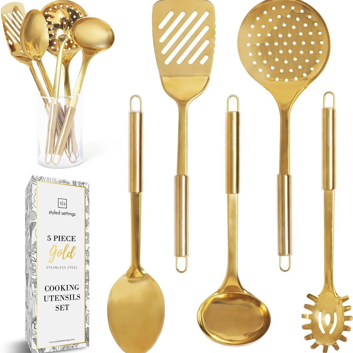 Gold Stainless Steel Cooking Utensils Set