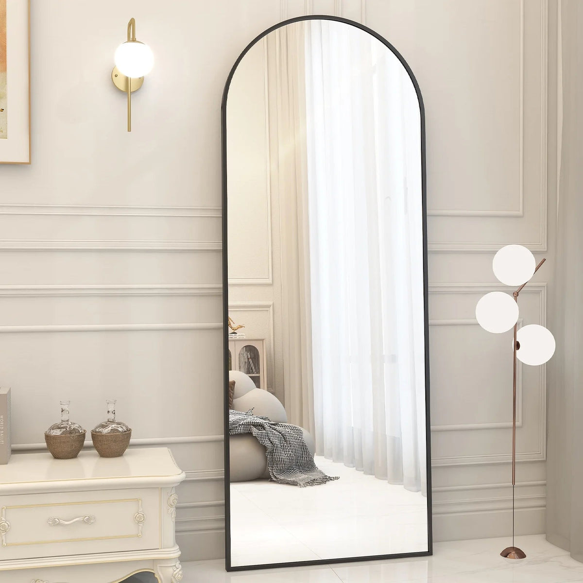 71"X27.1" Arch Full Length Mirror Oversized Floor Mirrors for Standing Leaning, Black