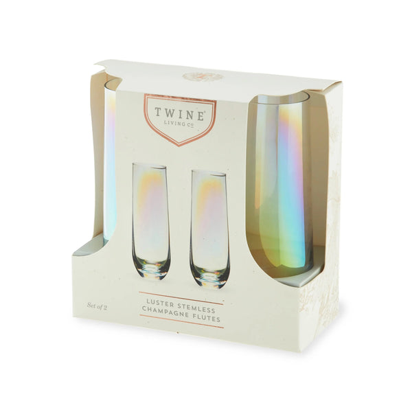 Luster Champagne Flutes for Outdoor, Home Bar Gifts, 10 Oz Set of 2