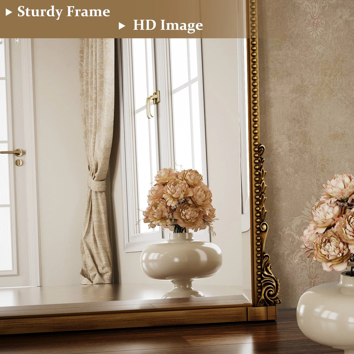 32"X 24" Arched Vanity Mirror Decor Wall Mirror for Bathroom,Antique Gold