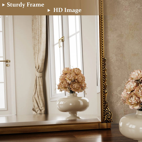 32"X 24" Arched Vanity Mirror Decor Wall Mirror for Bathroom,Antique Gold