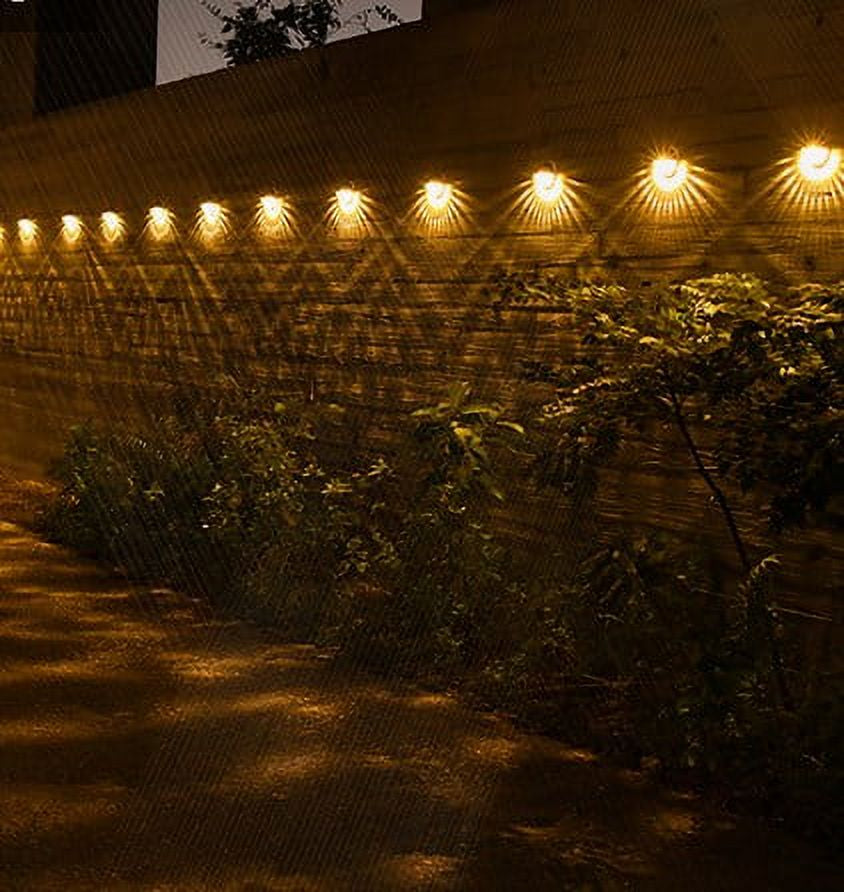 Solar Fence Lights -2 Pack, IP65 Waterproof LED Solar Deck Lights Auto On/Off Solar Wall Decorative Lights for outside Wall Garden Patio Deck Yard Path Porch (Warm White)