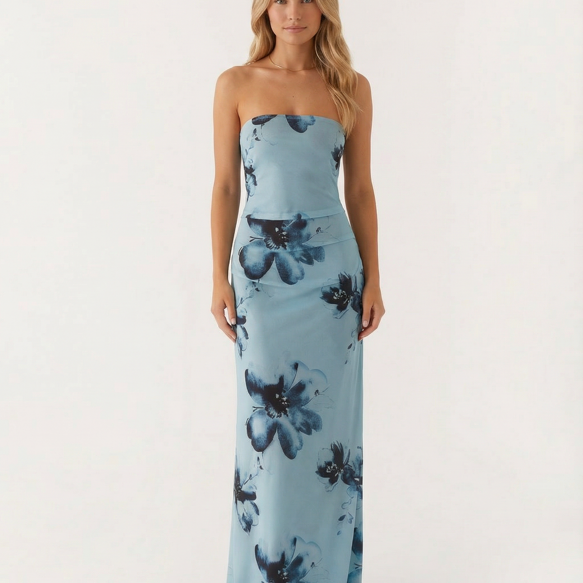 Tamara | Strapless Maxi Dress with Floral Print