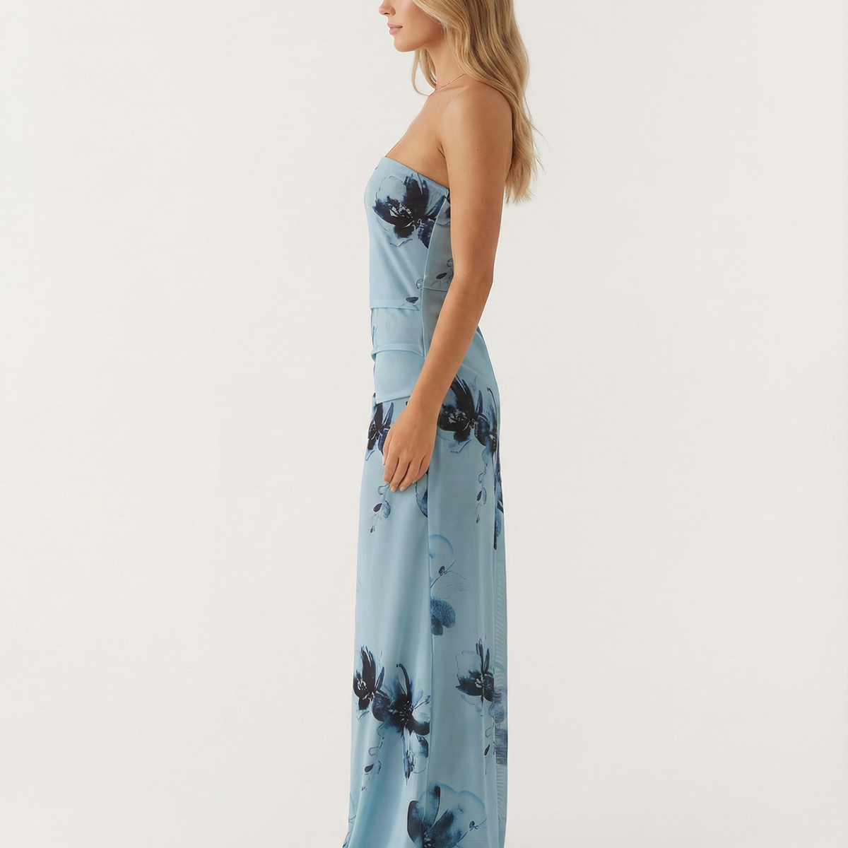 Tamara | Strapless Maxi Dress with Floral Print