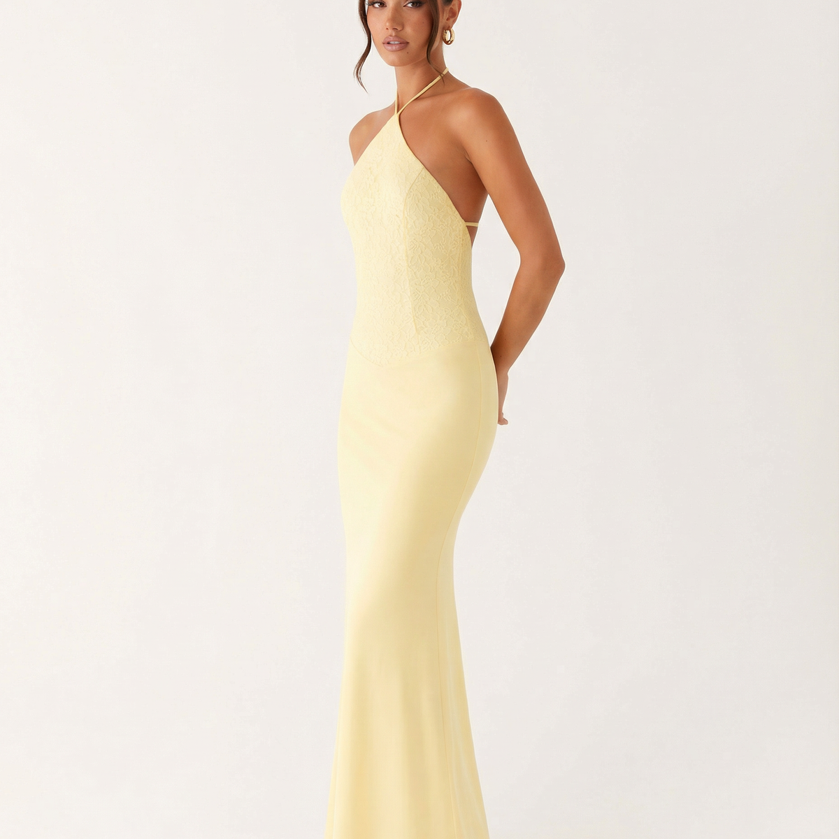 Bessie | Halter Neck Maxi Dress with Lace Bodice