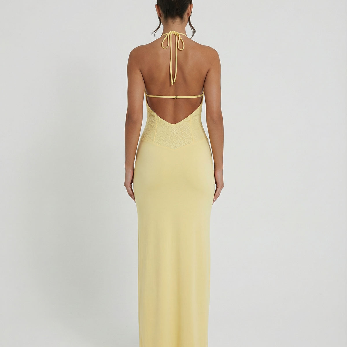Bessie | Halter Neck Maxi Dress with Lace Bodice