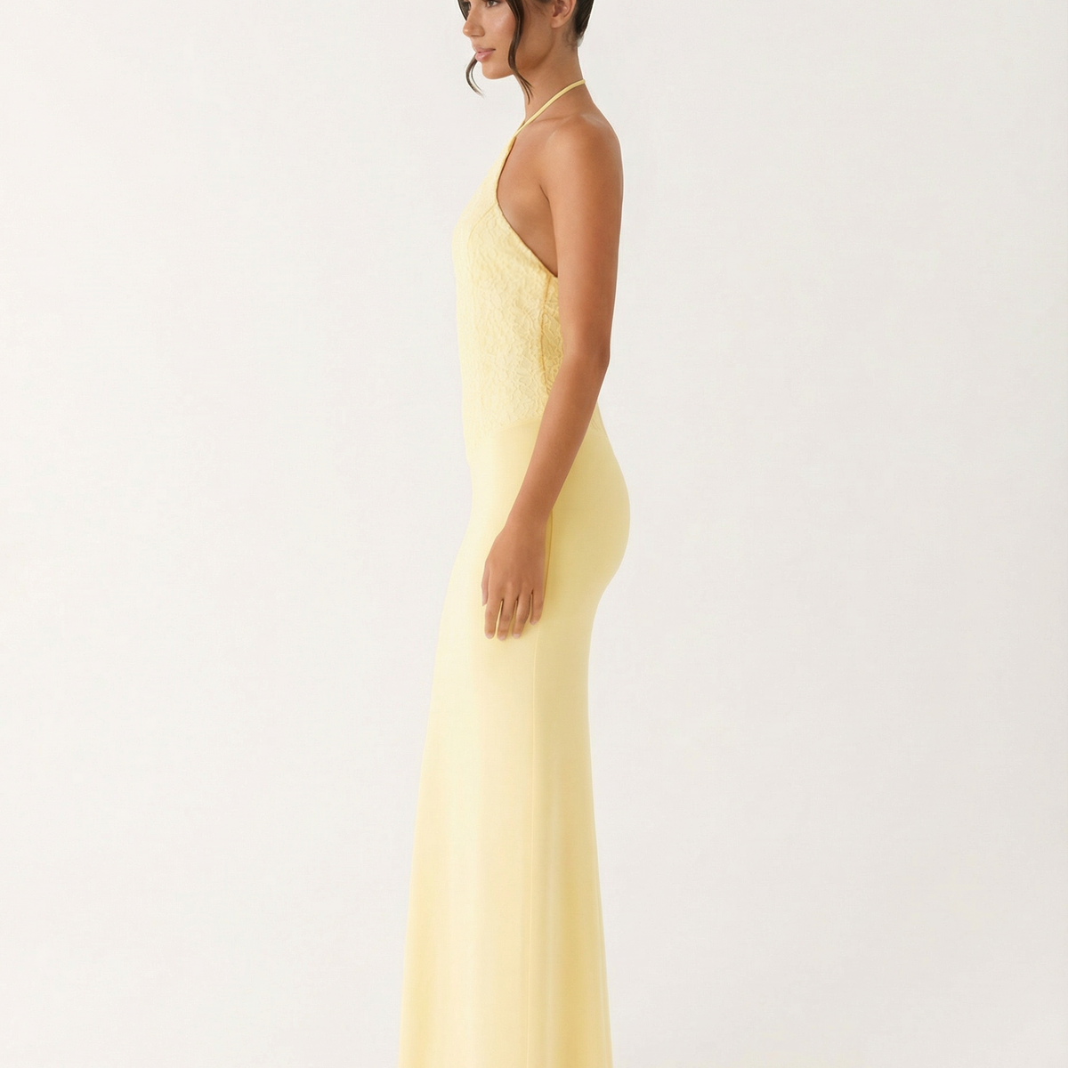 Bessie | Halter Neck Maxi Dress with Lace Bodice