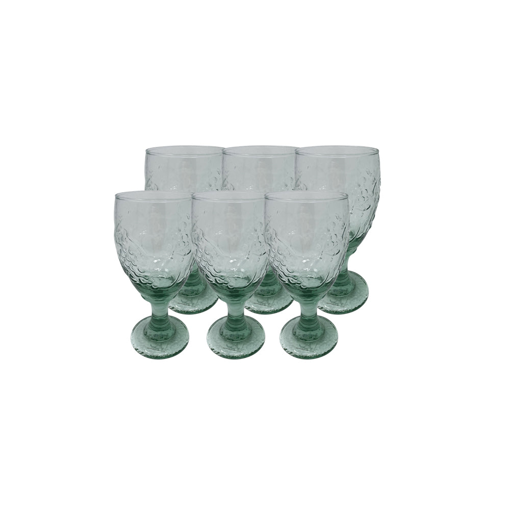 Mrs. Finds Vintage Clear Green Grape One-of-a-kind Glasses - Set of 6