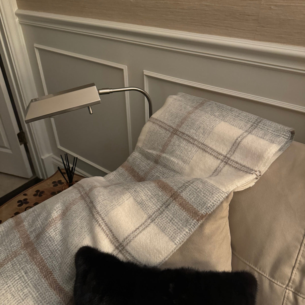 Primavera Alpaca-Wool Plaid Throw Blanket