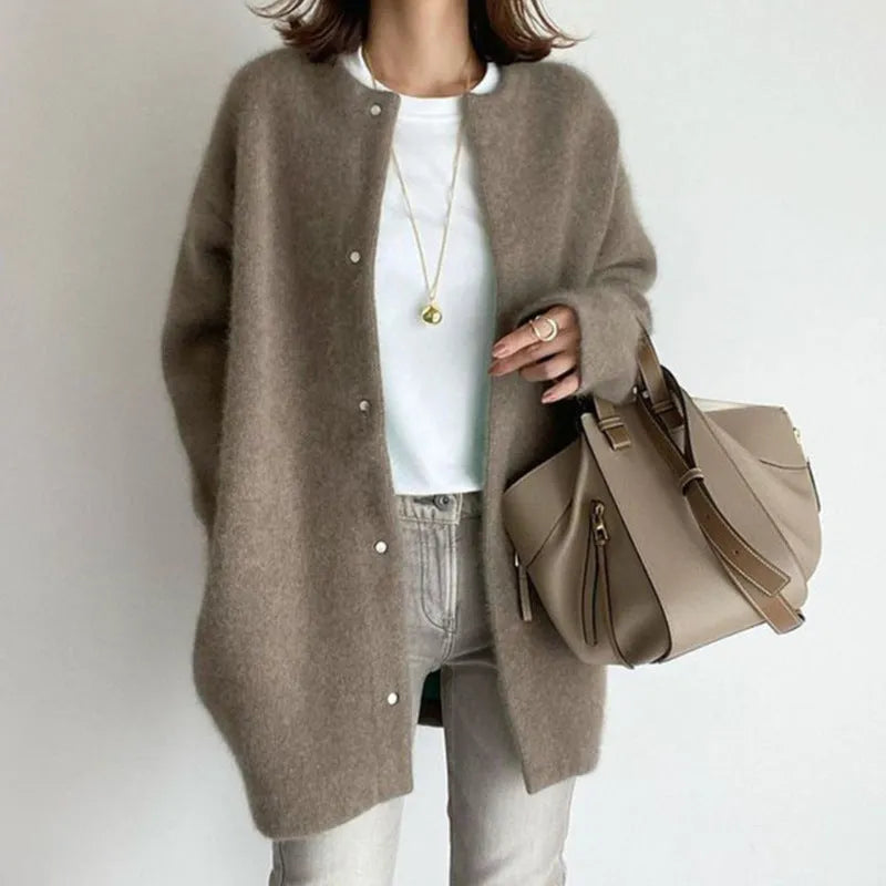 Knitted Loose Fit Woolen Coat Jacket | Aveline Collection