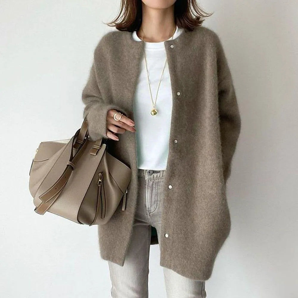 Knitted Loose Fit Woolen Coat Jacket | Aveline Collection