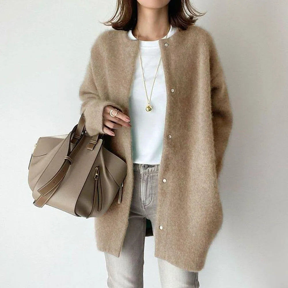 Knitted Loose Fit Woolen Coat Jacket | Aveline Collection