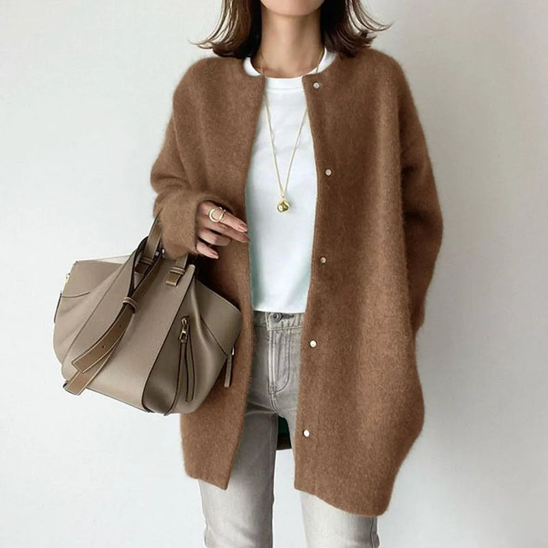 Knitted Loose Fit Woolen Coat Jacket | Aveline Collection