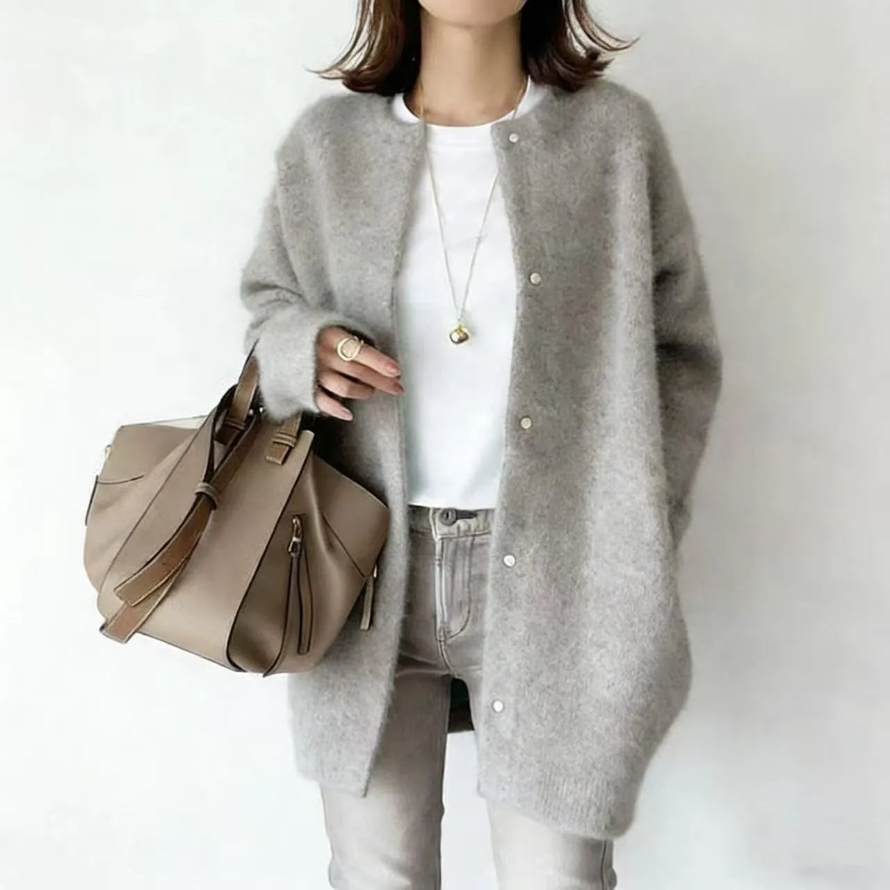 Knitted Loose Fit Woolen Coat Jacket | Aveline Collection