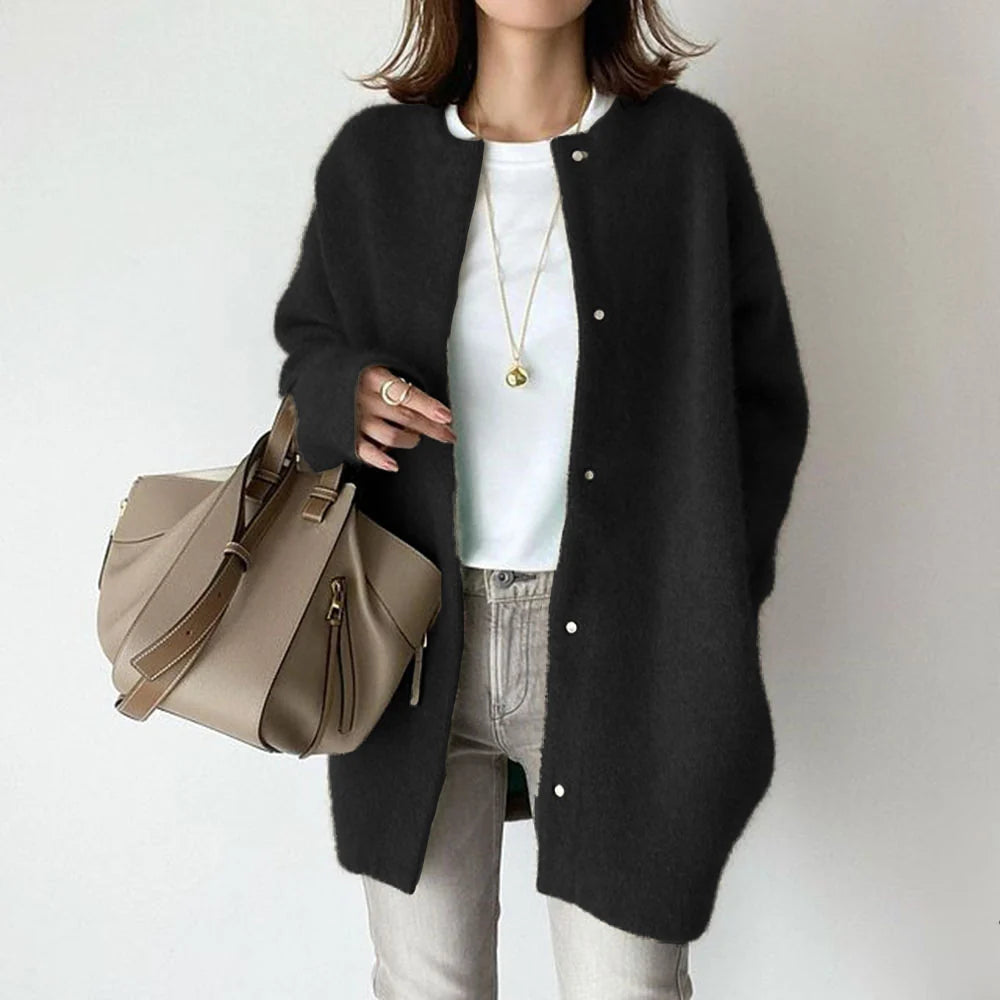 Knitted Loose Fit Woolen Coat Jacket | Aveline Collection