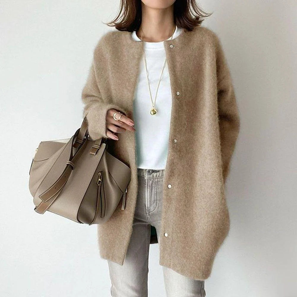 Knitted Loose Fit Woolen Coat Jacket | Aveline Collection