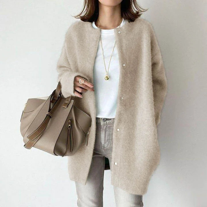 Knitted Loose Fit Woolen Coat Jacket | Aveline Collection