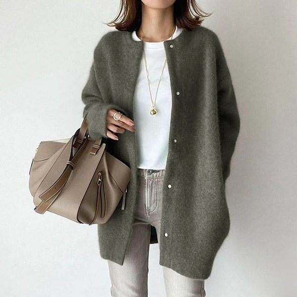Knitted Loose Fit Woolen Coat Jacket | Aveline Collection