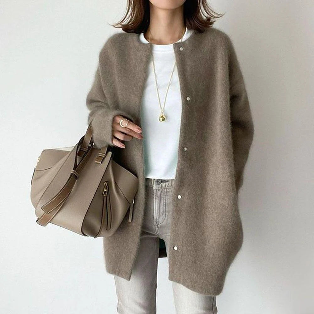 Knitted Loose Fit Woolen Coat Jacket | Aveline Collection