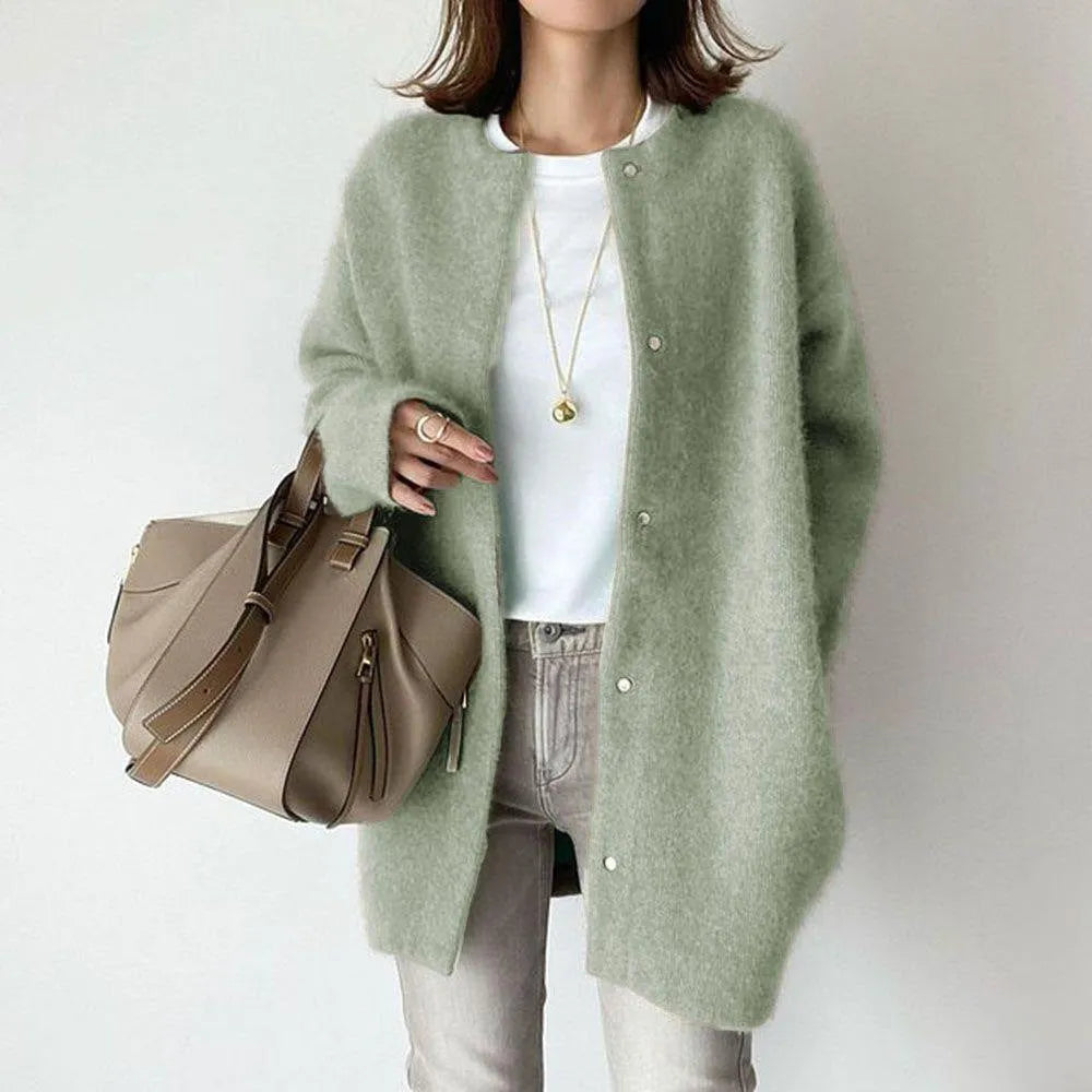 Knitted Loose Fit Woolen Coat Jacket | Aveline Collection