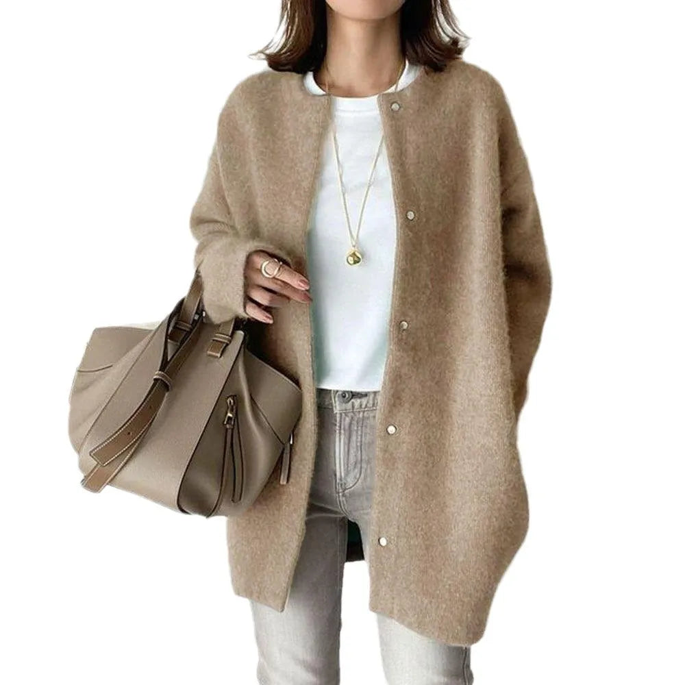 Knitted Loose Fit Woolen Coat Jacket | Aveline Collection