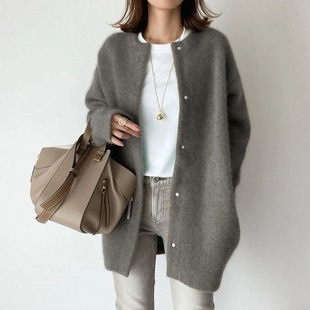 Knitted Loose Fit Woolen Coat Jacket | Aveline Collection