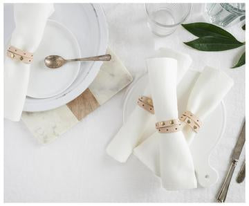 Napkin Ring Leather Double Wrap | Set of 4