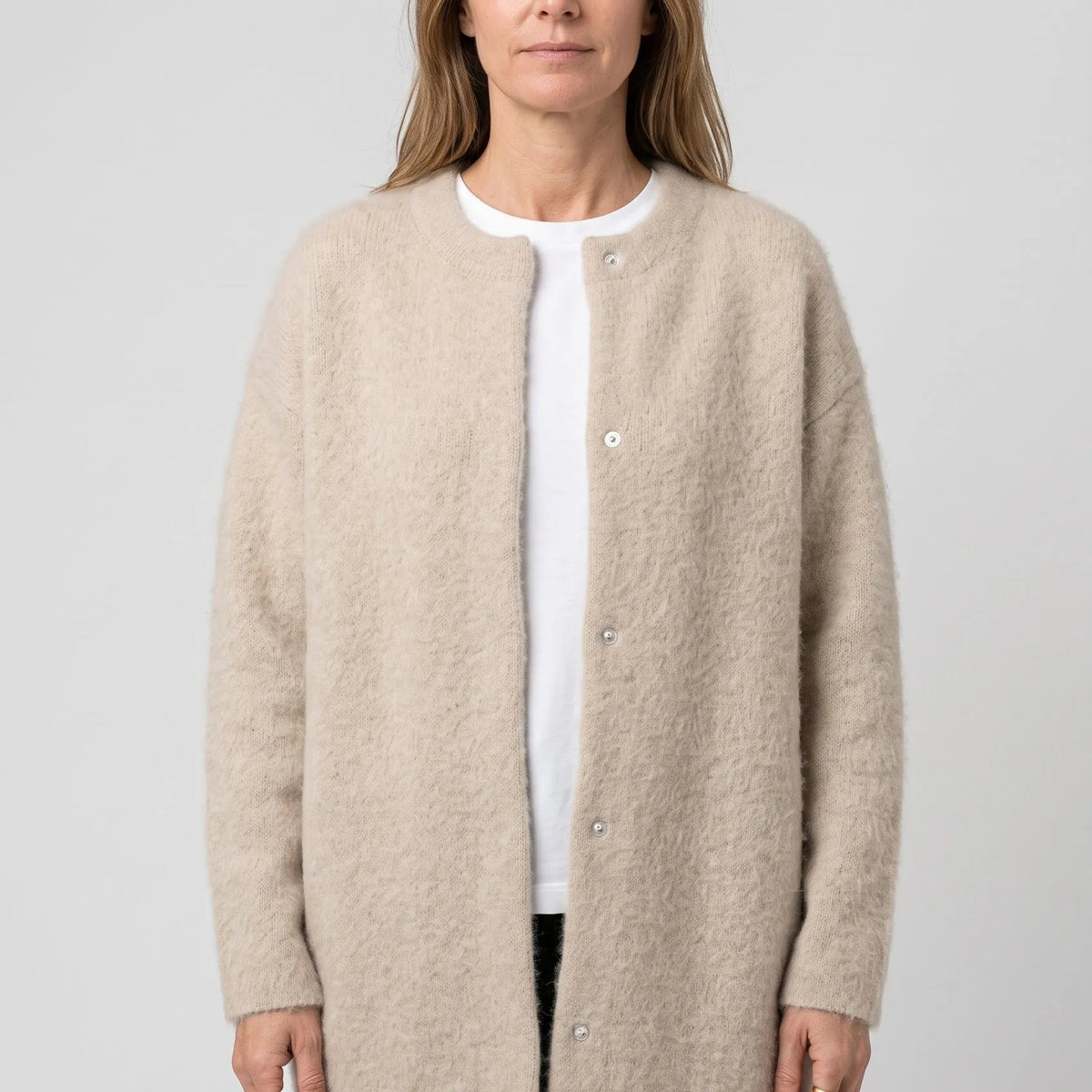 Longline Knit Cardigan with Button Front and Pockets